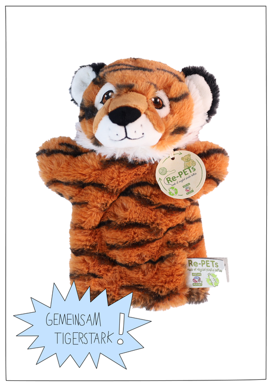 Tiger Handpuppe für Kinder | TigerKids Lern- und Spielpuppe