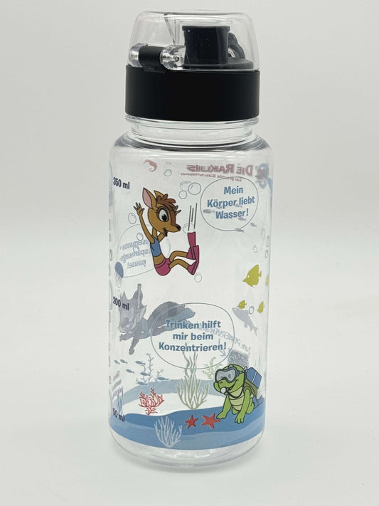 Kindertrinkflasche mit Unterwasserwelt-Motiv und Klappverschluss